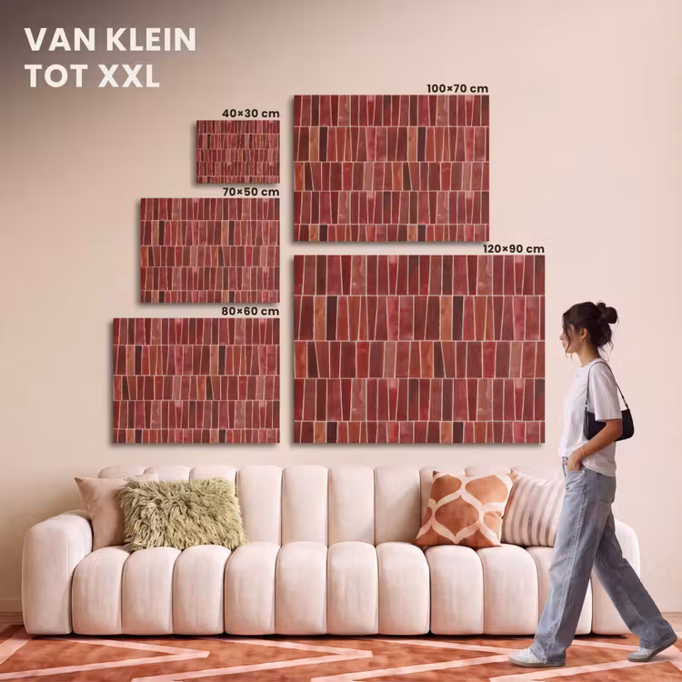Akoestisch schilderij - Tegels - Modern - Structuur - Dieprood — 7
