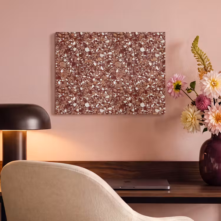 Akoestisch schilderij - Terrazzo - Patroon - Steentextuur - Roodbruin — 6