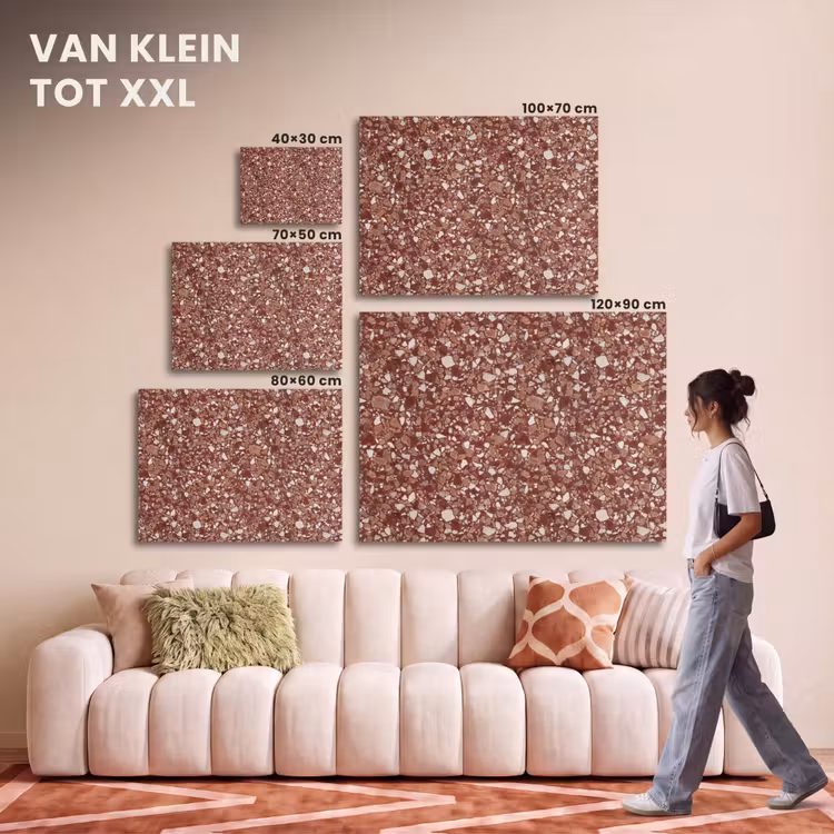 Akoestisch schilderij - Terrazzo - Patroon - Steentextuur - Roodbruin — 7