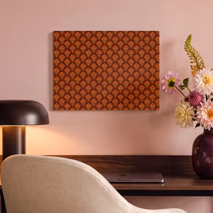 Akoestisch schilderij - Waaiers - Art Deco - Botanisch - Roestbruin - Oranje — 6