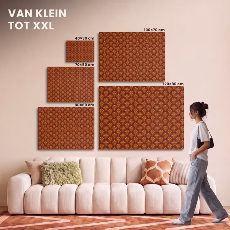 Akoestisch schilderij - Waaiers - Art Deco - Botanisch - Roestbruin - Oranje — 7