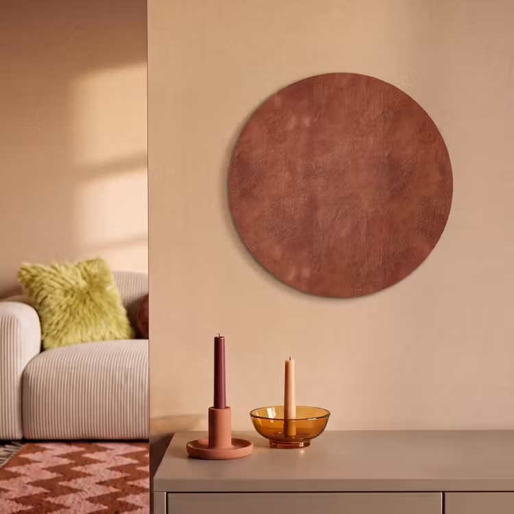 Akoestisch schilderij rond - Stucwerk - Textuur - Terracotta — 2
