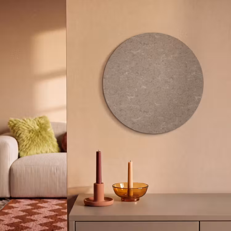 Akoestisch schilderij rond - Patroon - Kalksteen - Beige — 2