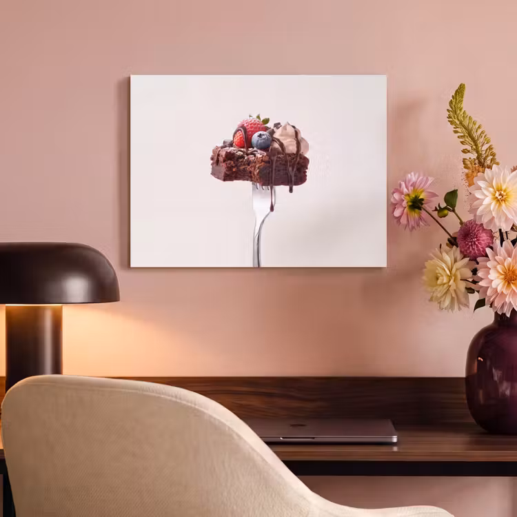 Akoestisch schilderij - Vork - brownie - aardbei — 6