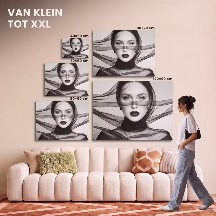 Akoestisch schilderij - Vrouw - Sluier - Portret - Zwart - Wit - Elegant — 7