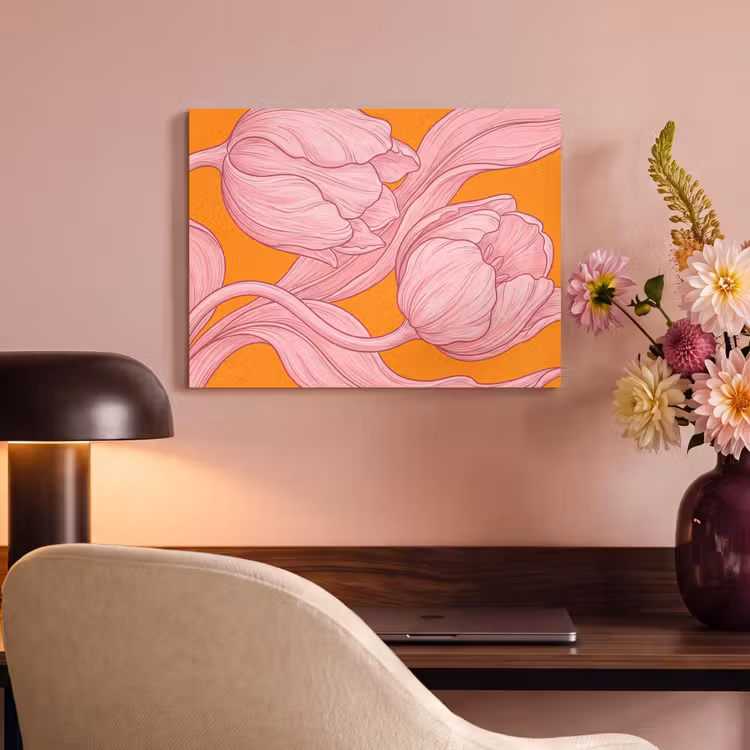 Akoestisch schilderij - Roze bloemen - Modern — 6