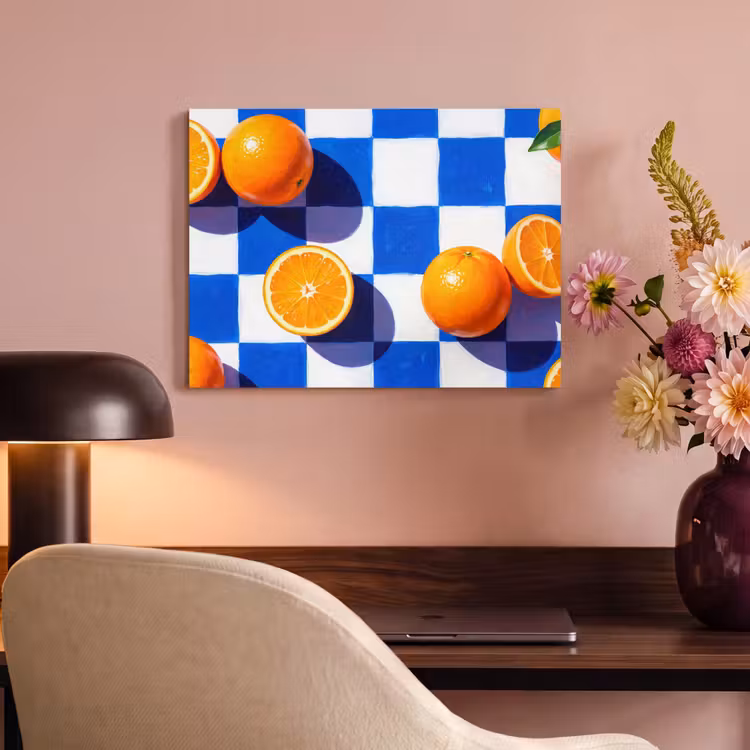 Akoestisch schilderij - Sinaasappel - Geruit - Eten — 6