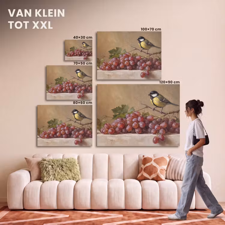 Akoestisch schilderij - Vogel - Druiven - Stilleven — 7