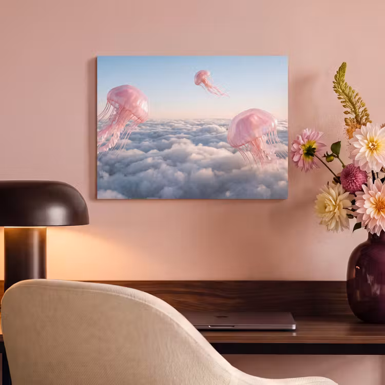 Akoestisch schilderij - Roze dier - Wolken — 6