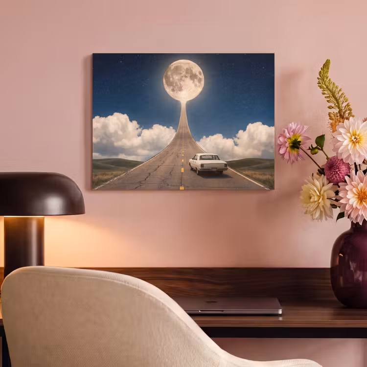 Akoestisch schilderij - Weg - Maan - Nacht — 6
