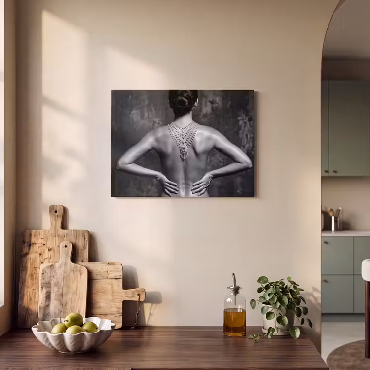 Akoestisch schilderij - Rug - Ketting - Portret - Zwart - Wit - Glamour — 4