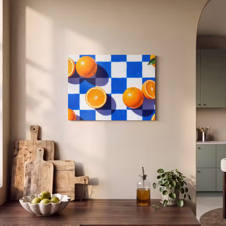 Akoestisch schilderij - Sinaasappel - Geruit - Eten — 4