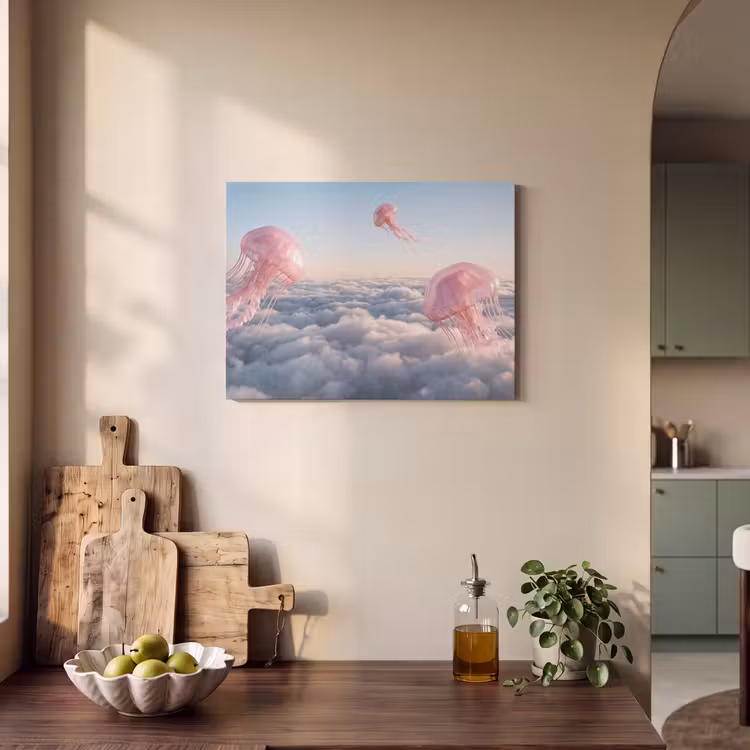 Akoestisch schilderij - Roze dier - Wolken — 4