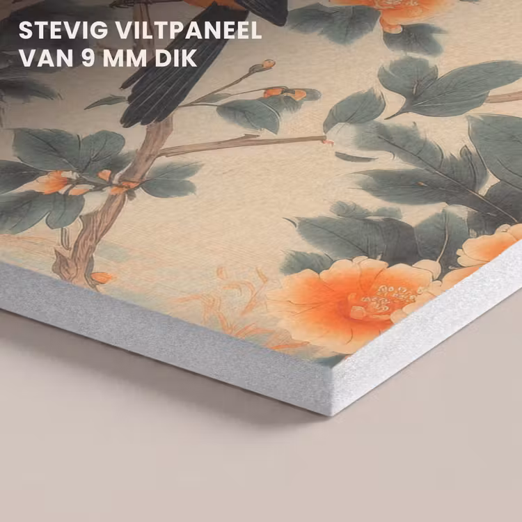 Akoestisch schilderij - Vogel - Tak - Bloemen - Oranje — 5