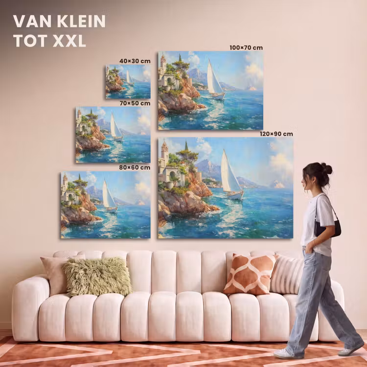 Akoestisch schilderij - Zeilboot - Rotsen - Kust - Huizen — 7