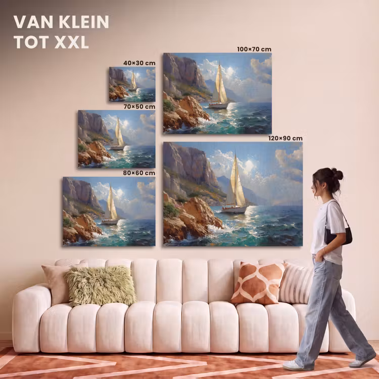 Akoestisch schilderij - Zeilschip - Zee - Rotsen - Wolken — 7