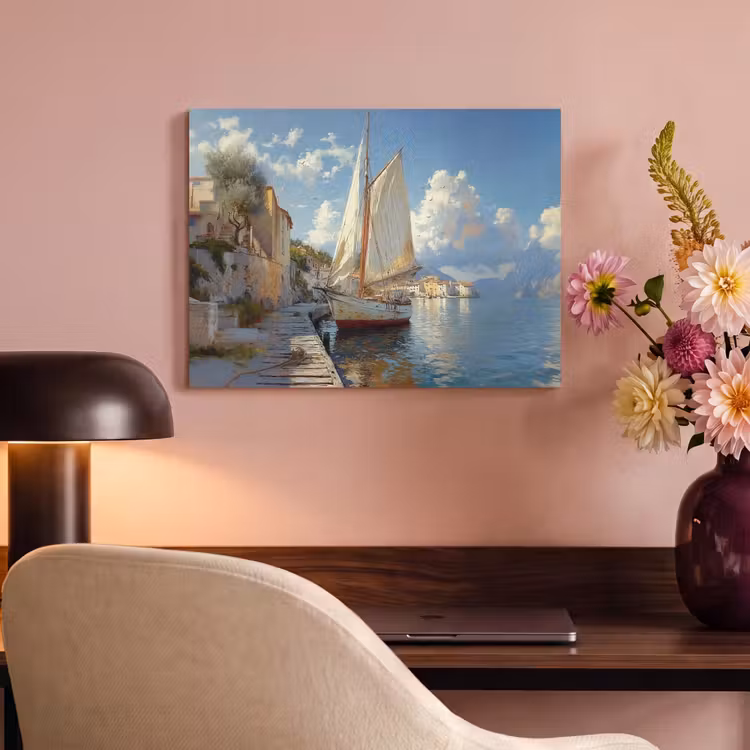 Akoestisch schilderij - Zeilschip - Huizen - Kade - Zee — 6