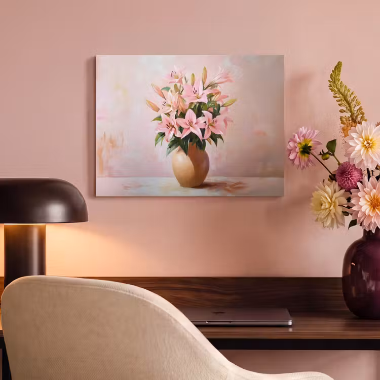 Akoestisch schilderij - Vaas - Bloemen - Roze — 6