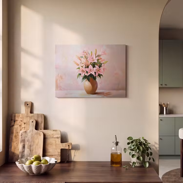 Akoestisch schilderij - Vaas - Bloemen - Roze — 4
