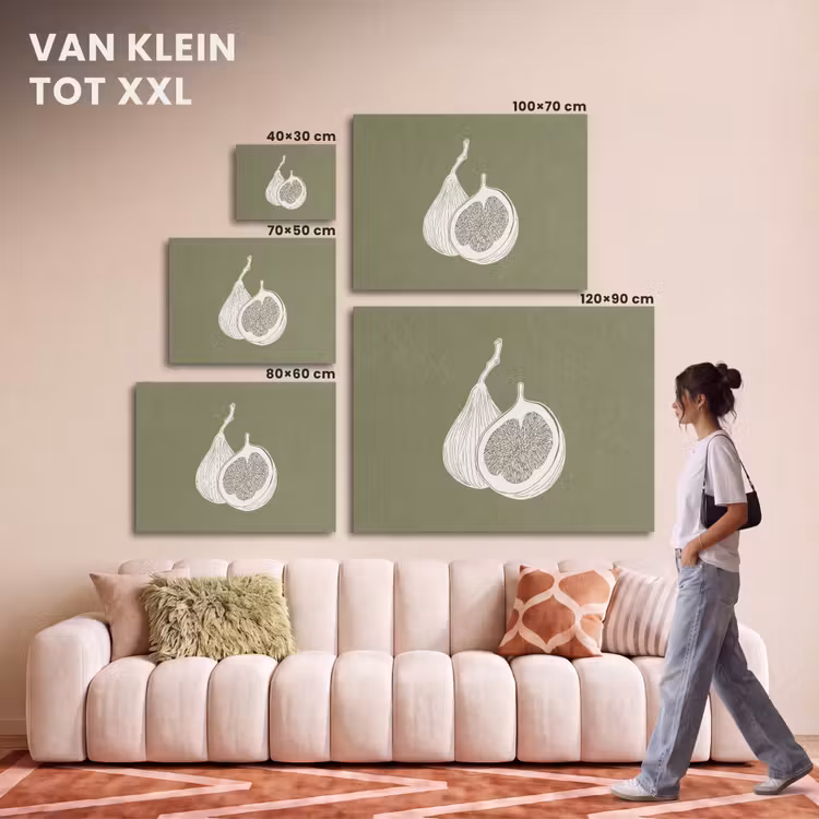 Akoestisch schilderij - Vijgen - Minimalistisch - Getekend - Mosgroen — 7