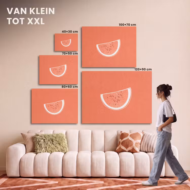 Akoestisch schilderij - Watermeloen - Lijnen - Koraalrood — 7
