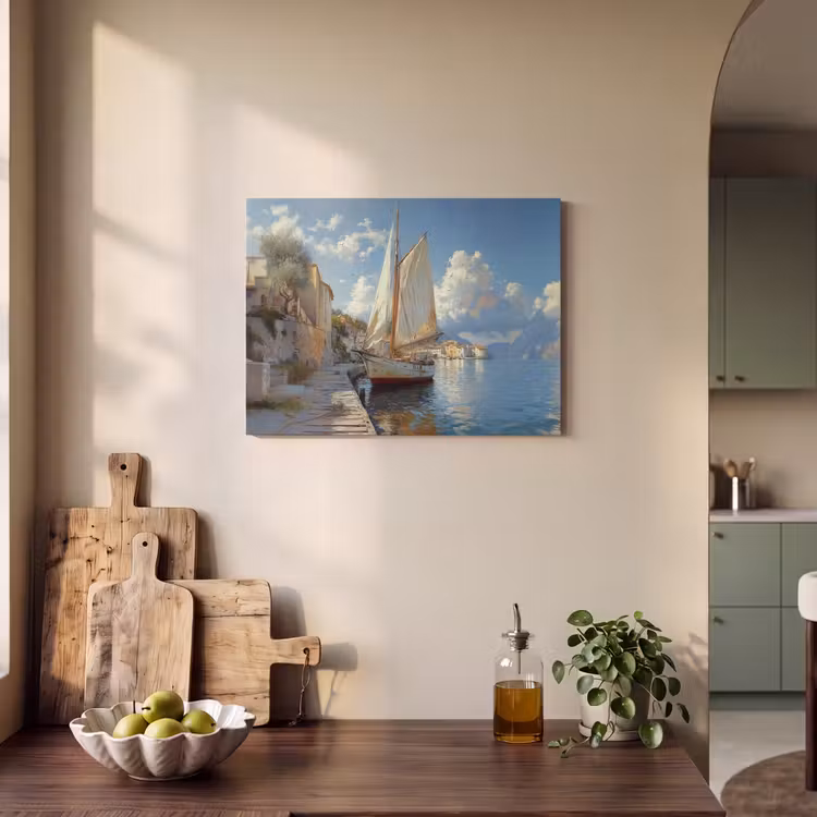 Akoestisch schilderij - Zeilschip - Huizen - Kade - Zee — 4