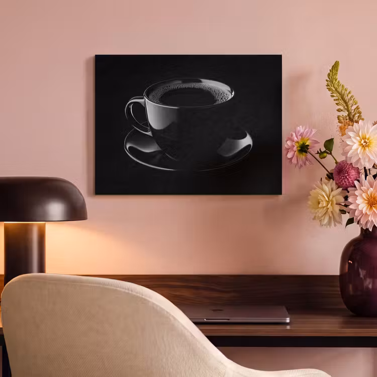 Akoestisch schilderij - Zwart - Koffie - Kopje — 6