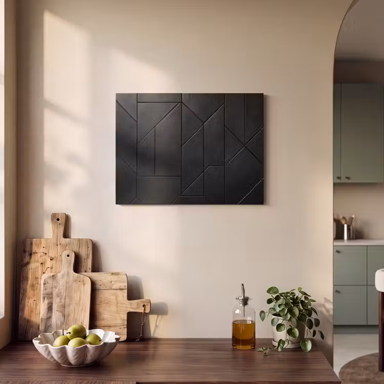 Akoestisch schilderij - Zwart - Geometrisch - Tegeltjes — 4