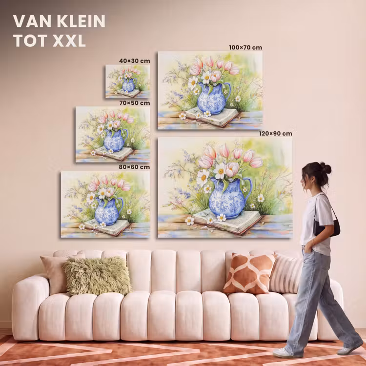 Akoestisch schilderij - Vaas - Delftsblauw - Madeliefjes — 7