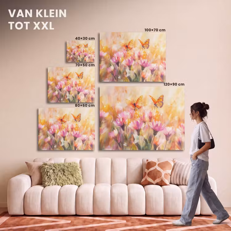 Akoestisch schilderij - Vlinders - Oranje - Bloemen — 7