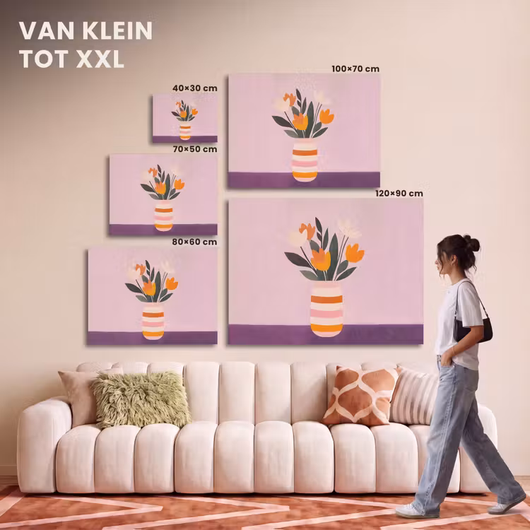 Akoestisch schilderij - Tulpen - Vaas - Strepen - Paars — 7