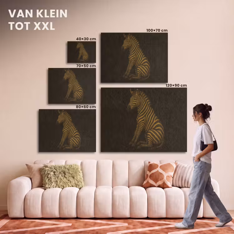 Akoestisch schilderij - Zebra - Strepen - Goud — 7