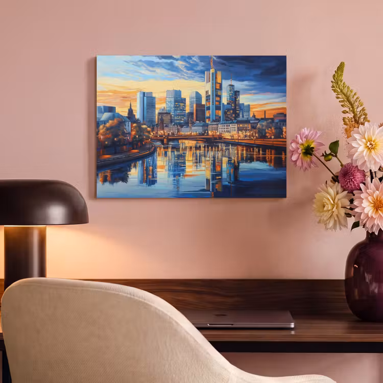 Akoestisch schilderij - Zonsondergang Frankfurt - Stad - Skyline - Water — 6