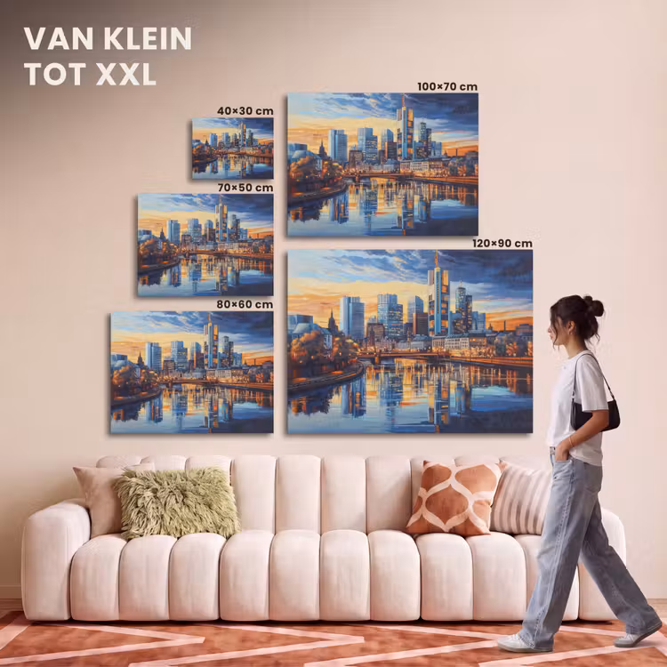 Akoestisch schilderij - Zonsondergang Frankfurt - Stad - Skyline - Water — 7