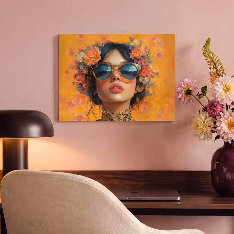 Akoestisch schilderij - Vrouw - Bloemen - Aesthetic - Oranje — 6