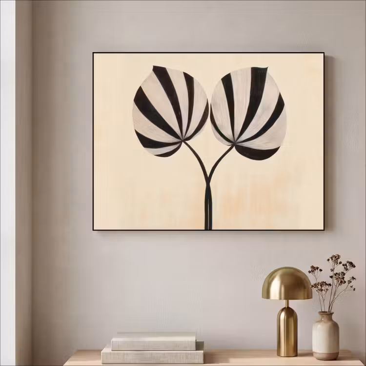 Art Frame - Bladeren - Gestreept - Stengel - Beige — 5