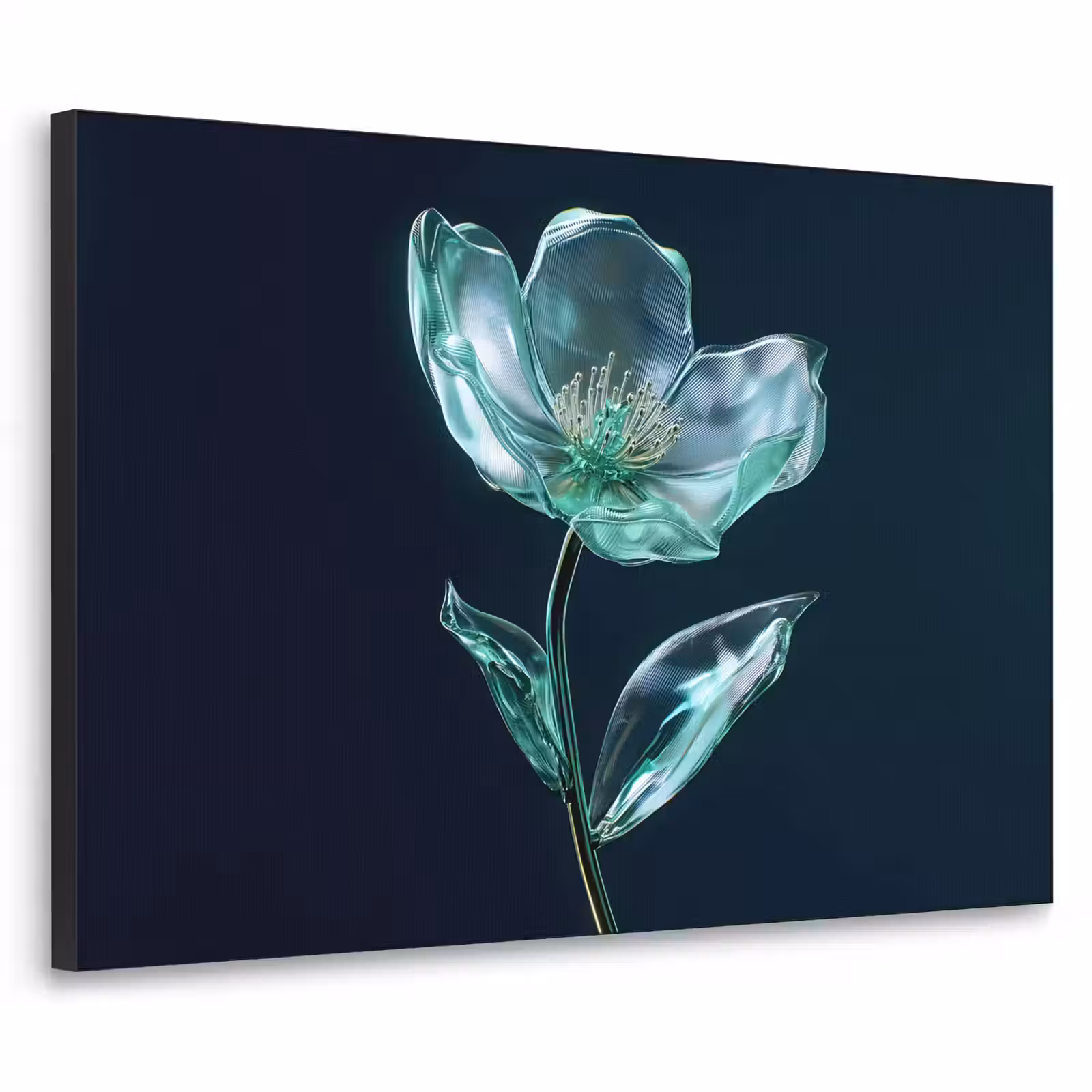 Art Frame - Bladeren - Bloem - Glazen - Donkerblauw — 1