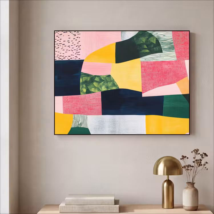 Art Frame - Abstract - Roze - Lappen - Vormen - Geel — 5