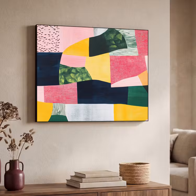 Art Frame - Abstract - Roze - Lappen - Vormen - Geel — 7