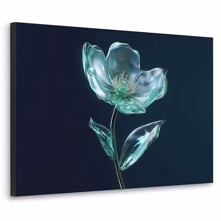 Art Frame - Bladeren - Bloem - Glazen - Donkerblauw — 1