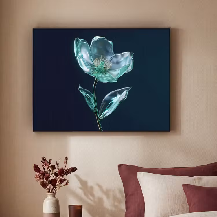 Art Frame - Bladeren - Bloem - Glazen - Donkerblauw — 3