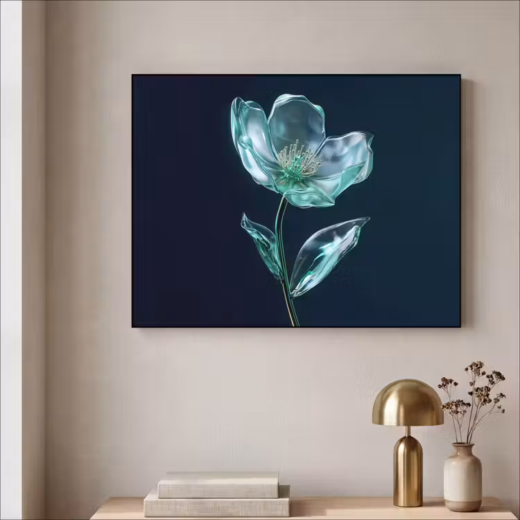 Art Frame - Bladeren - Bloem - Glazen - Donkerblauw — 5