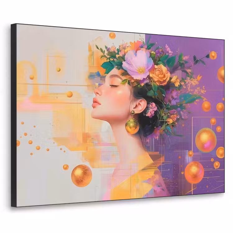 Art Frame - Abstract - Vrouw - Bloemenkroon - Goud — 1