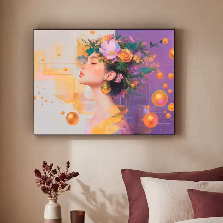 Art Frame - Abstract - Vrouw - Bloemenkroon - Goud — 3