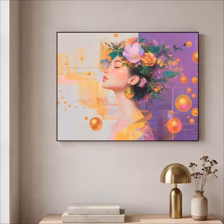 Art Frame - Abstract - Vrouw - Bloemenkroon - Goud — 5