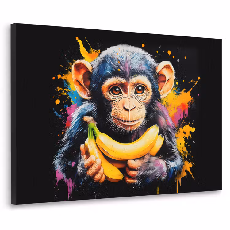 Art Frame - Aap - Graffiti - Kleurrijk - Bananen - Modern — 1