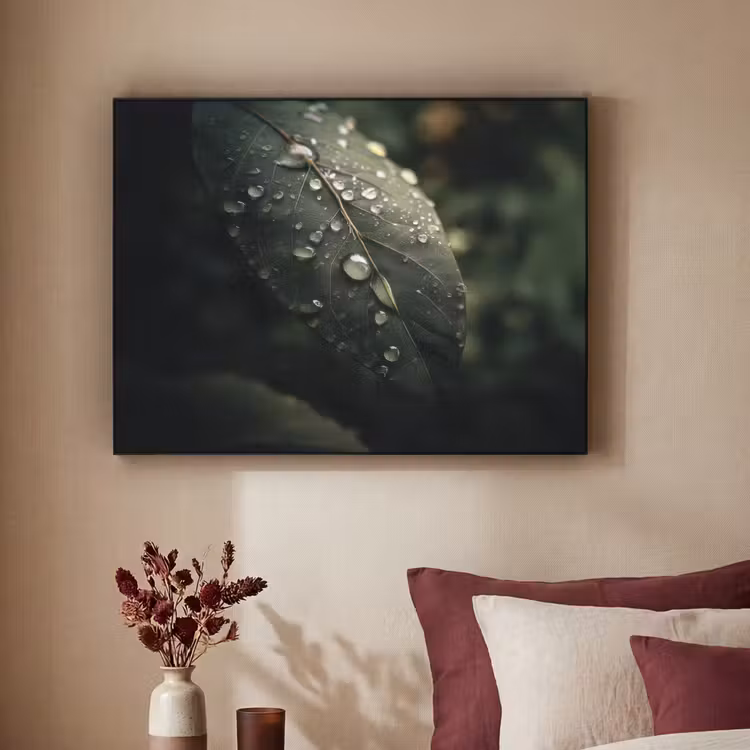 Art Frame - Blad - Groen - Nerven - Regendruppels — 3