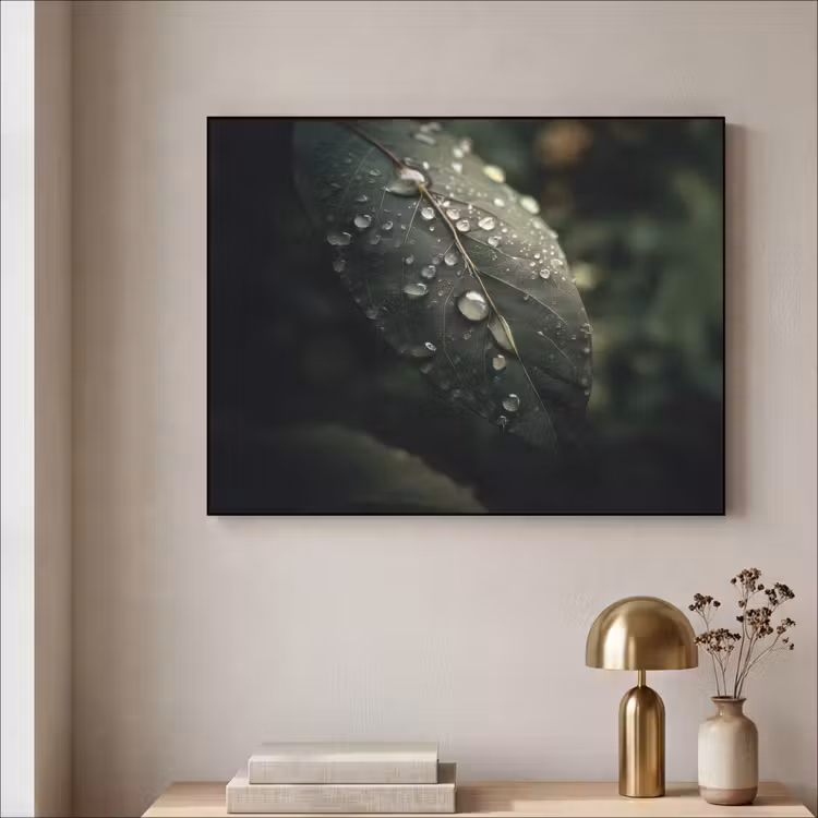 Art Frame - Blad - Groen - Nerven - Regendruppels — 5