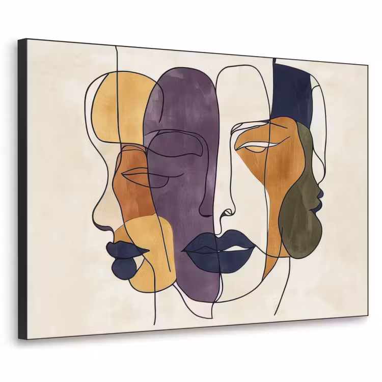 Art Frame - Abstract - Overlappende gezichten - Paars - Donkergroen — 1