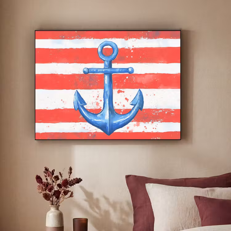 Art Frame - Anker - Verfspatten - Rood - Blauw — 3